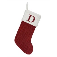 St. Nicholas Square Monogram Christmas Stocking, D, Large