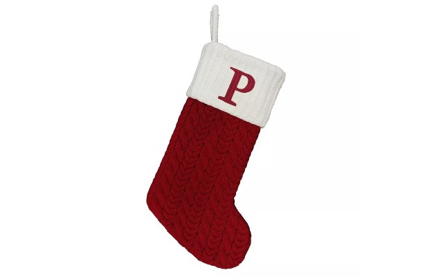  Monogram Christmas Stocking, P, Large