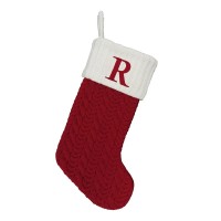 St. Nicholas Square Monogram Christmas Stocking, R, Large