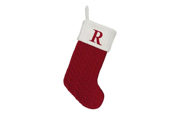  Monogram Christmas Stocking, R, Large