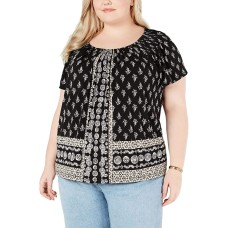 Style & Co. Womens Plus Pleated Pleat Blouse