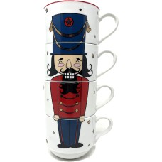The Cellar Holiday Cheer Nutcracker Stackable Mugs, Set of 4