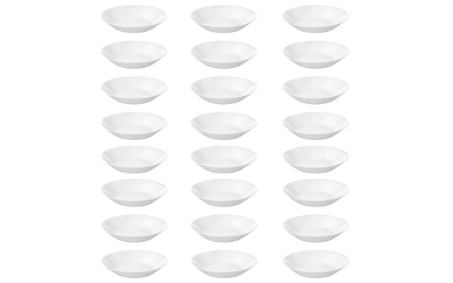  White 8 inch Tempered Glass Deep Plate/Bowl Set, Set of 24