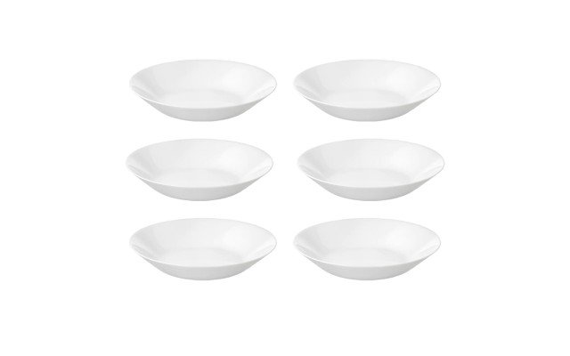  White 8 inch Tempered Glass Deep Plate/Bowl Set, Set of 6
