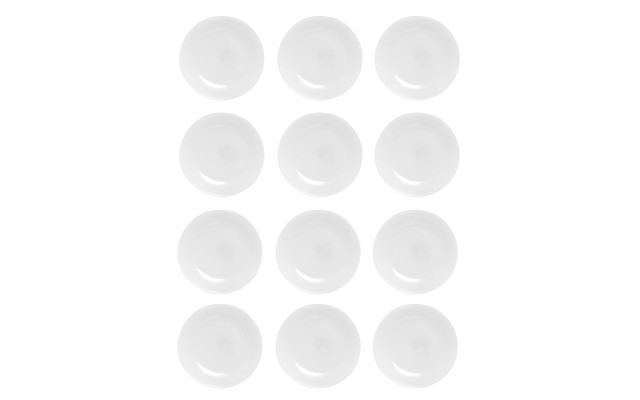  White 9.75 in Tempered Glass Dinner Plate Set, Set of 12
