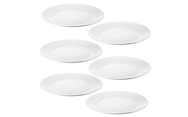  White 9.75 in Tempered Glass Dinner Plate Set, Set of 6
