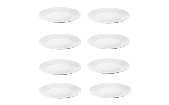  White 9.75 in Tempered Glass Dinner Plate Set, Set of 8