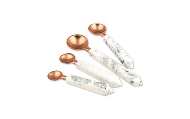  Copper Finish Measuring Spoons with Faux Marble Handles, Set of 4