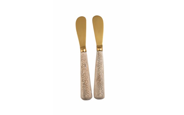  Etched Wood Handled Spreaders Brown