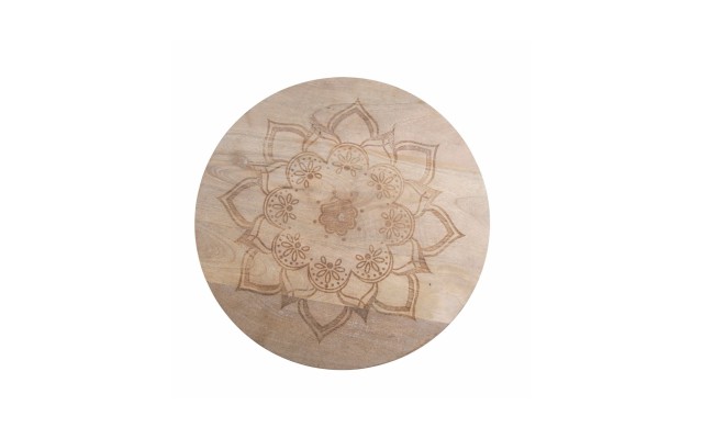  Mandala Etched Wood Lazy Susan, Brown