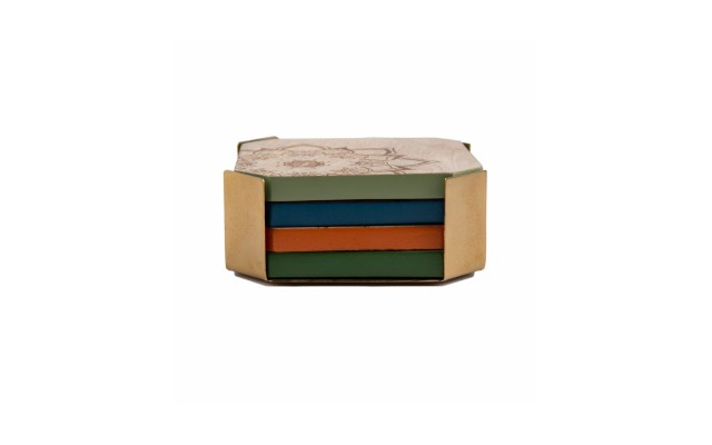  Mandala Wood Coasters with Brass Finish Holder
