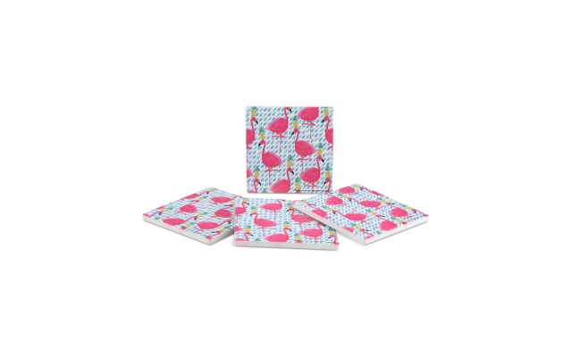  Party Flamingos 4-Pc. Coaster Set