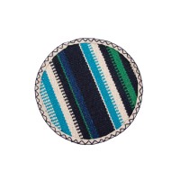 Thirstystone Round Blue Striped Woven Cotton Trivet, Navy