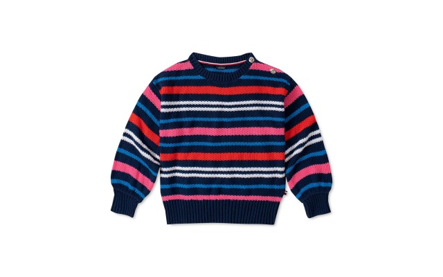 Little Girls Cotton Striped Sweaters, Flag Blue, 7