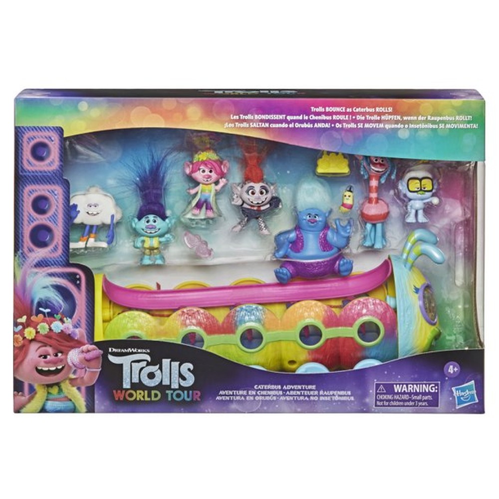 Trolls World Tour Caterbus Adventure, Includes 7 Action Figures and Bus