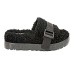  Ladies Oh Fluffita Adjustable Strap Sheepskin Slipper, Black, 10