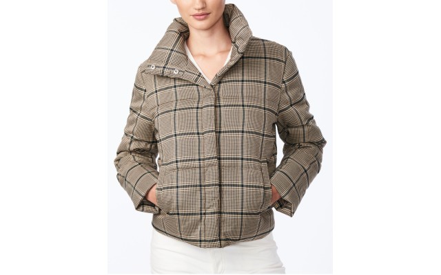 Variation Juniors' Cropped Plaid Puffer Coat, Plaid, S