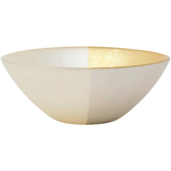  Two-Tone Glass White & Gold Cereal Bowl