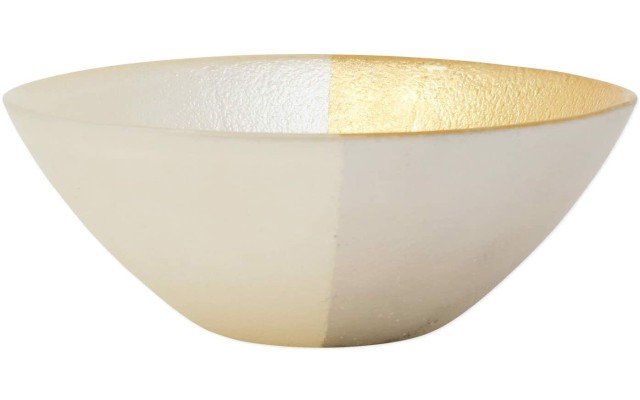  Two-Tone Glass White & Gold Cereal Bowl