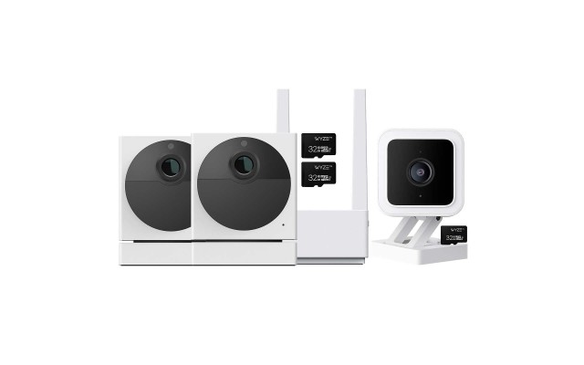  Security Camera System 3-pack Color Night Vision with Person/Package Detection