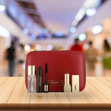 Yves Saint Laurent Cosmetics Bag, Deluxe Samples of Touche Éclat Blur Face Primer, Volume Effet Faux Cils Mascara and a mini Rouge Mini Set