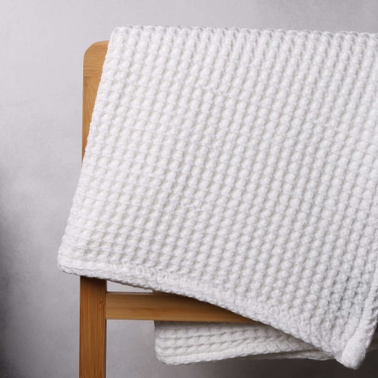  Mill & Thread Thread 4-Piece 100% Cotton Waffle Weave Bath Towel Set, 56” x 32”, White