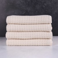 1888 Mills Mill & Thread Thread 4-Piece 100% Cotton Waffle Weave Bath Towel Set, 56” x 32”, Beige