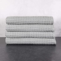1888 Mills Mill & Thread Thread 4-Piece 100% Cotton Waffle Weave Bath Towel Set, 56” x 32”, Gray