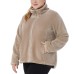  Ladies’ Soft Plush Jacket, Tan, 2X