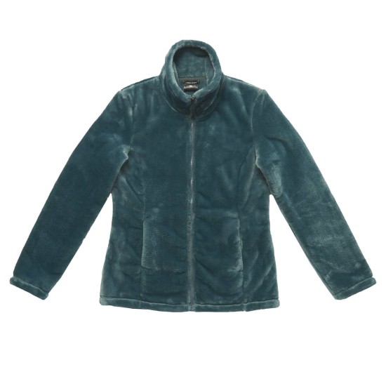  Ladies’ Soft Plush Jacket, Green, 2X
