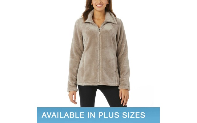  Ladies’ Soft Plush Jacket, Tan, 2X