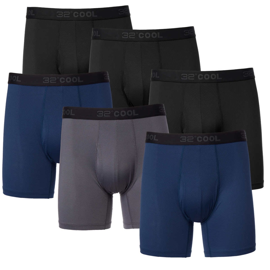 32 Degrees Men's Stretch Comfort Anti-Odor Mesh Boxer Brief, 6-pack ...