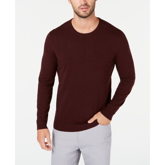  Men’s Solid Crewneck Sweater, (Medium, Port Heather)