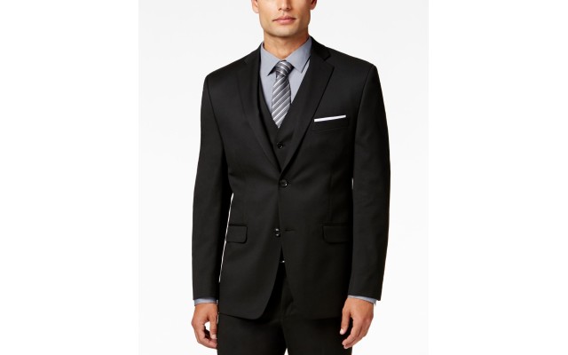  Men’s Stretch Performance Slim-Fit Suit Jacket , Black 46