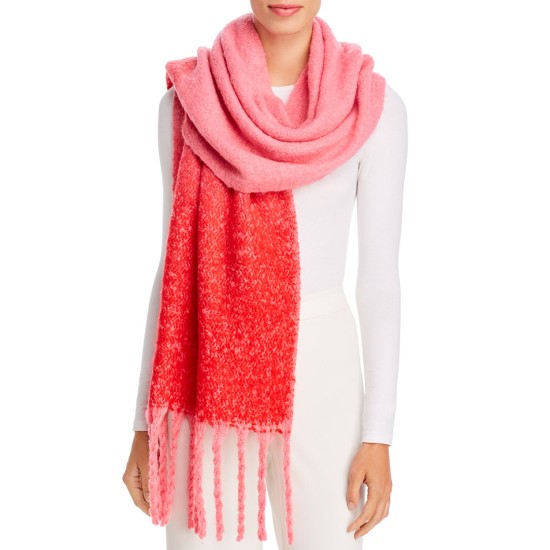  Ombre Fringed Scarf, Pink