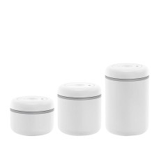 Atmos 3-piece 18/8 Matte White Stainless Steel Finish Vacuum Canisters
