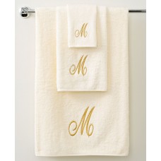 Avanti Bath Towels, Monogram Initial Script Ivory and Gold 27″ x 52″ Bath Towel