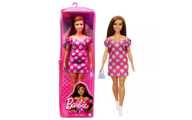  Fashionista Curvy Vitiligo Doll with Polka Dot Dress