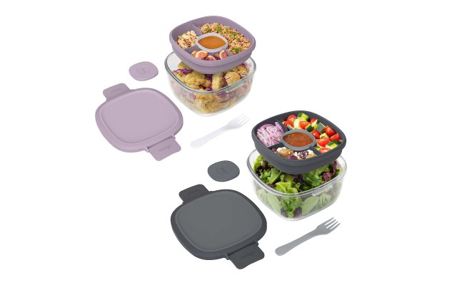  2-Pack Glass Salad Container, Does Not Retain Odors BGLASSAL