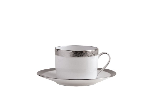  Torsade Teacup and Saucer, White