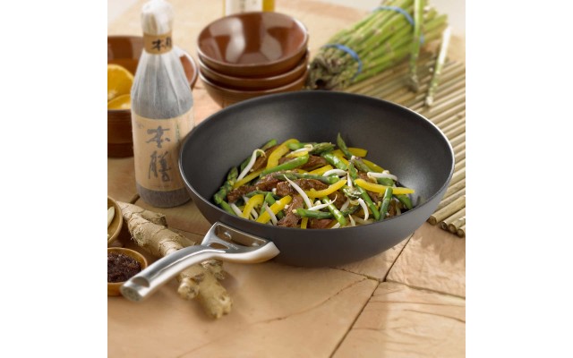  Durable Hard Anodized 10.5” Nonstick Flat-Bottom Wok