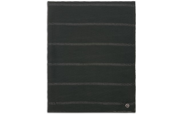  Satin Striped Pleated Scarf, Black