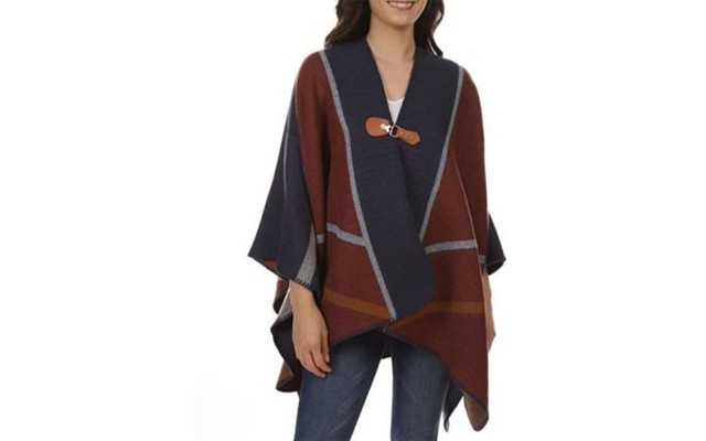  Geo Colorblocked Ruana