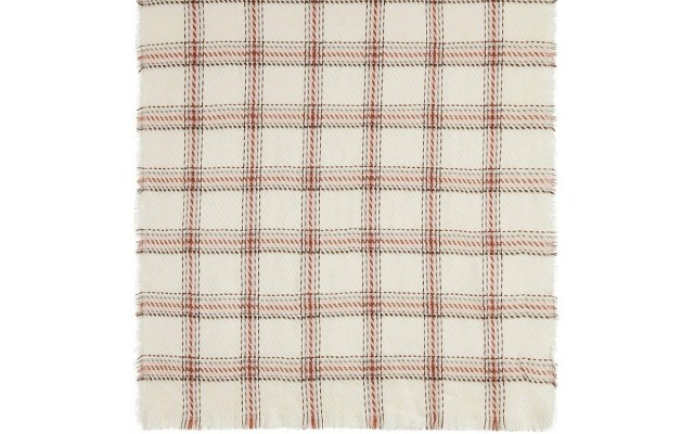  Heritage Plaid Blanket Scarf, Creme