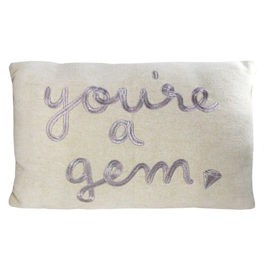  ‘You’re a Gem’ Decorative Pillow; Ivory & Silver-Tone