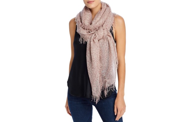  Metallic Snake Print Scarf, Pink