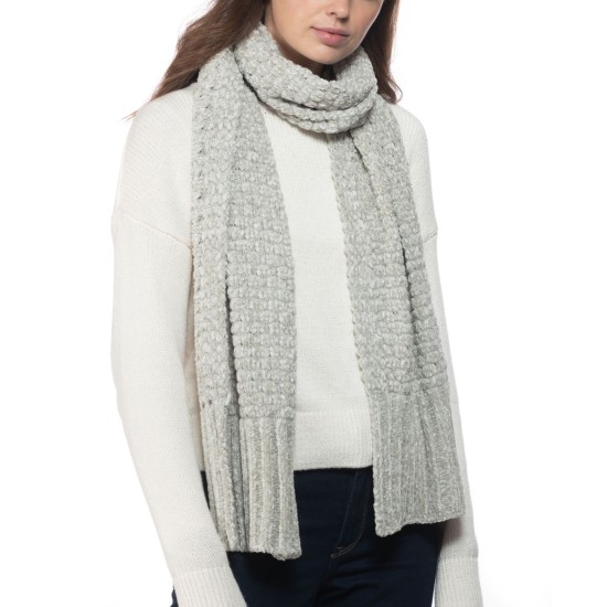  Chenille Muffler Scarf, One Size, Gray