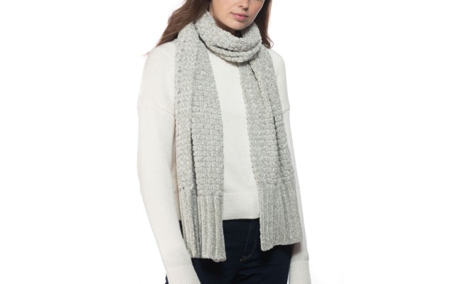  Chenille Muffler Scarf, One Size, Gray
