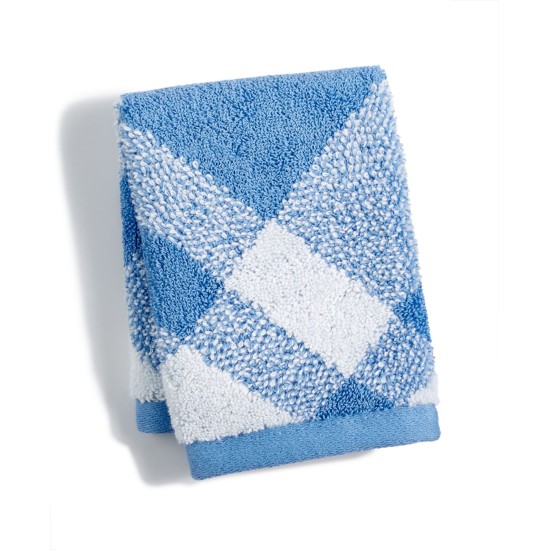  Plaid Cotton Bath Towel Collection (Blue, 13×13)