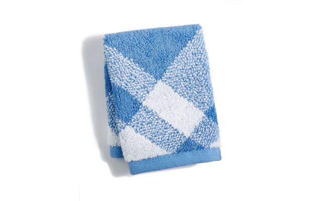  Plaid Cotton Bath Towel Collection (Blue, 13×13)